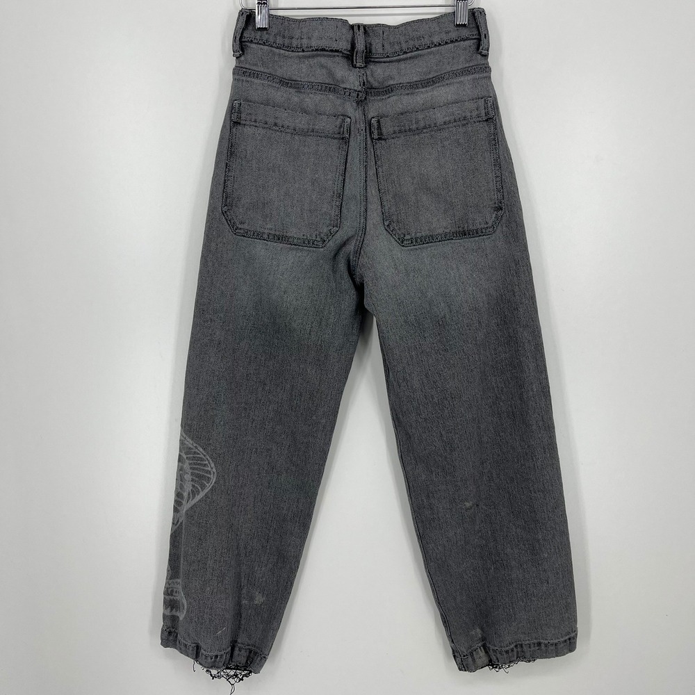 Hollister Super Baggy Snake Graphic Jeans Faded Gray Wide Leg Womens Size 28 - Picture 6 of 15